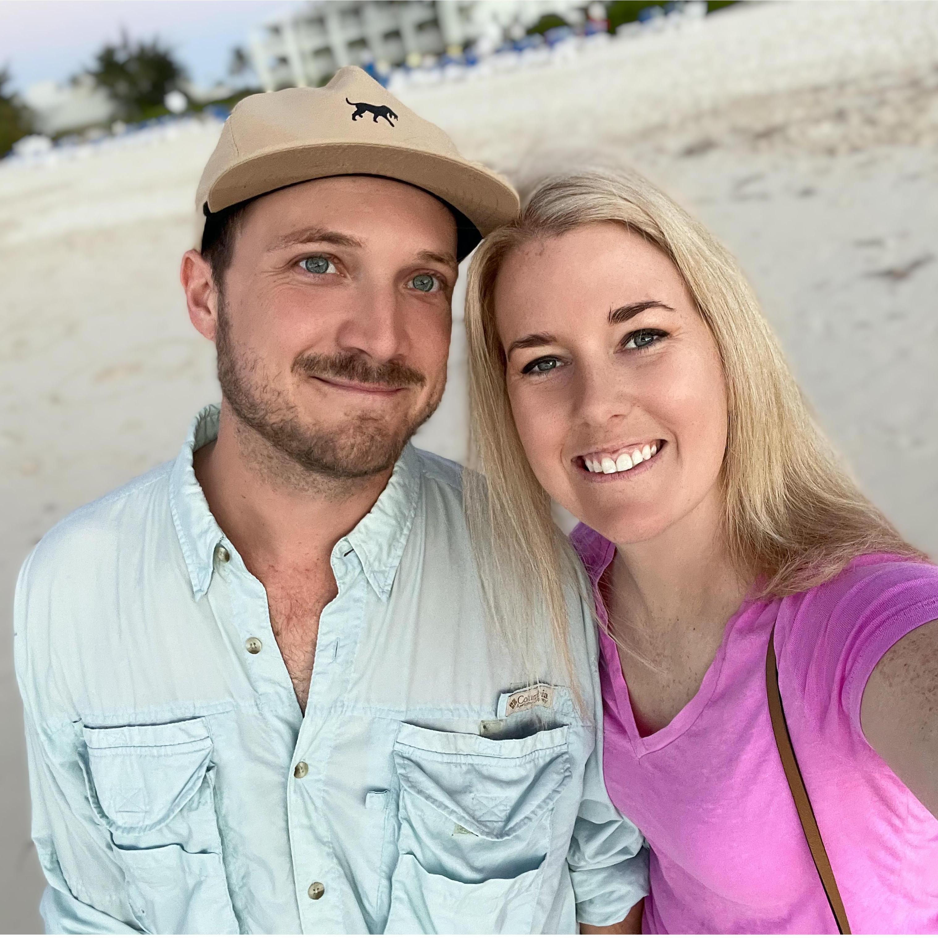 Our first evening on the beach in Turks - the ring has been burning a hole in his pocket for 72 hours of delayed winter travel! 10 minutes from when this picture was taken, we were engaged!