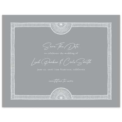 Pewter Gray, Grey Wedding Digital Save the Date - Blevio Landscape