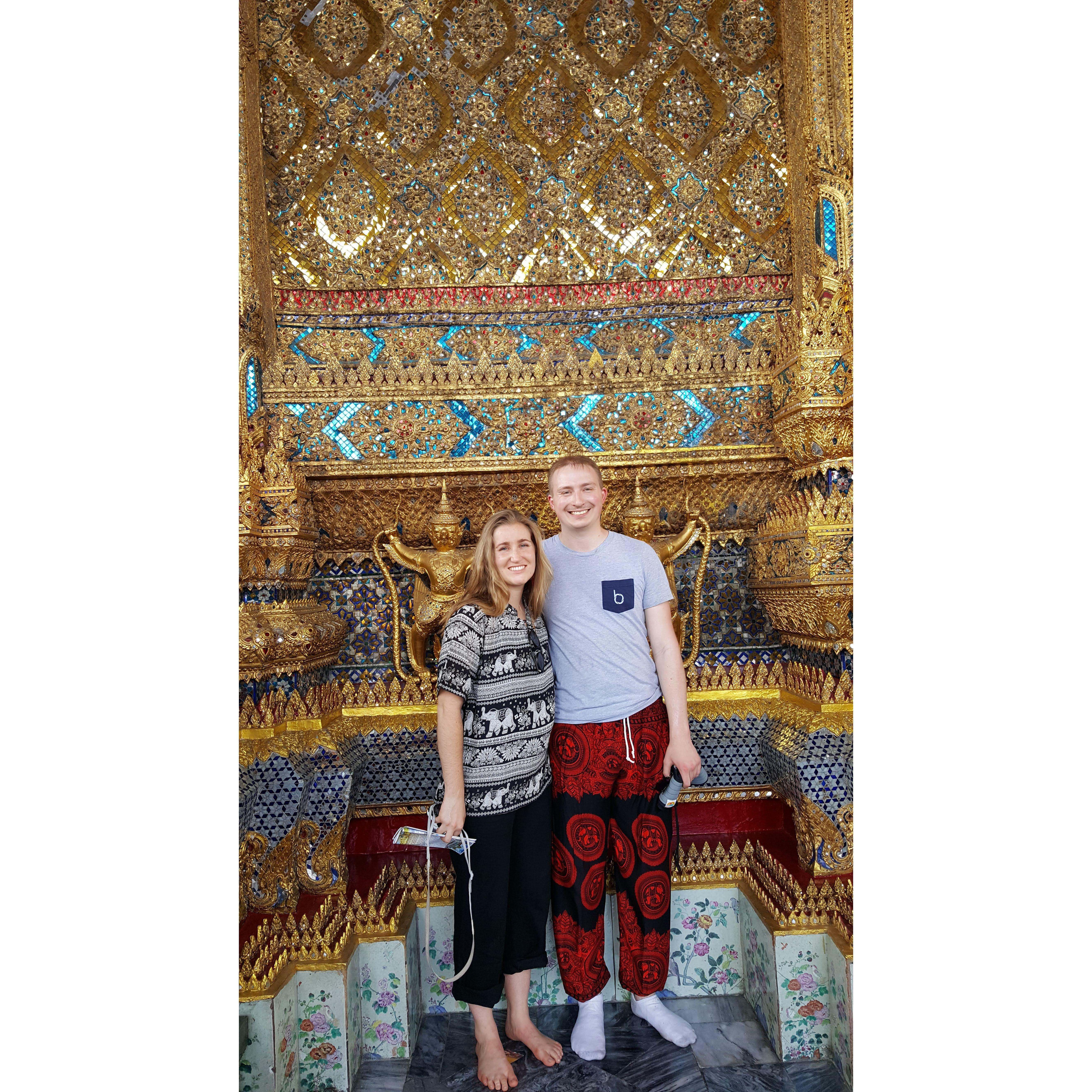 We got backpacker pants in Thailand, and visited some beautiful temples in Cambodia (including Angkor Wat!) This was our first international trip together!