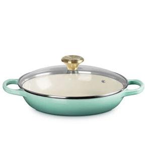 Enameled Cast Iron Signature Round Braiser with Glass Lid- Sage
