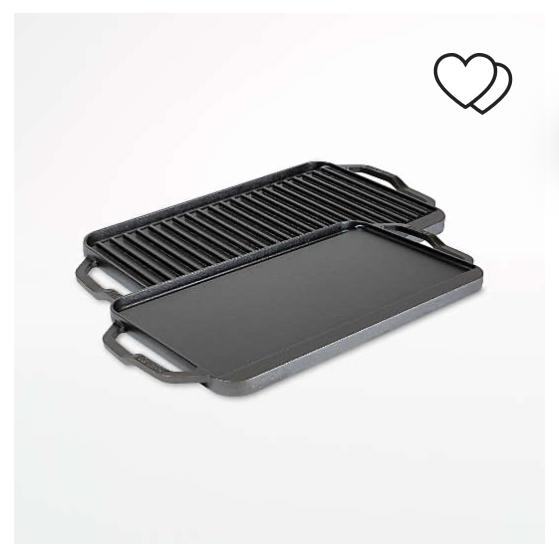 Lodge ® Chef Collection Seasoned Cast Iron Double Burner Reversible Grill/Griddle | Crate and Barrel