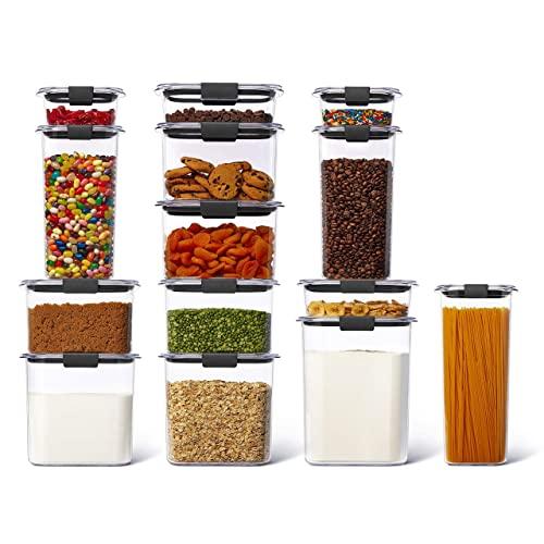 Rubbermaid Brilliance Plastic Food Storage Pantry Set of 14 Containers with Lids (28 Pieces Total), Dishwasher Safe, BPA-Free