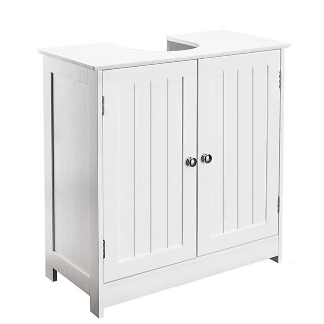 Kcelarec Bathroom Sink Cabinet, Bathroom Storage Cabinet with 2 Doors, Pedestal Under Sink Space Saver Organizer with Internal Shelf,White