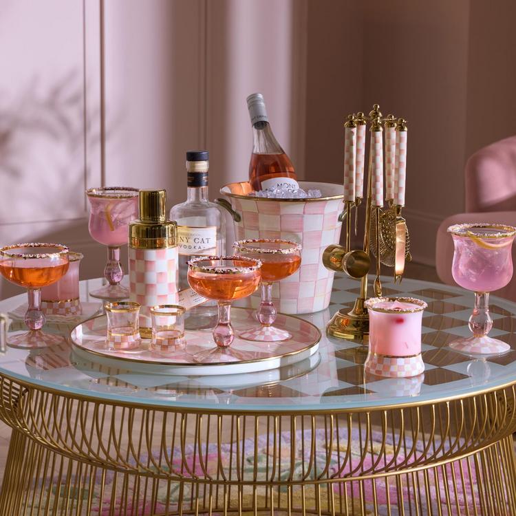 MacKenzie-Childs, Rosy Check Stainless Steel Wine Cooler | Zola