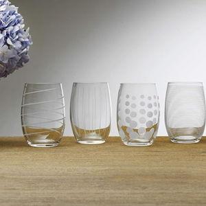 Mikasa Cheers Stemless Wine Glasses, Set of 4, 17-Ounce Clear Glasses, Durable and Elegant, Perfect for Red or White Wine, Dishwasher Safe