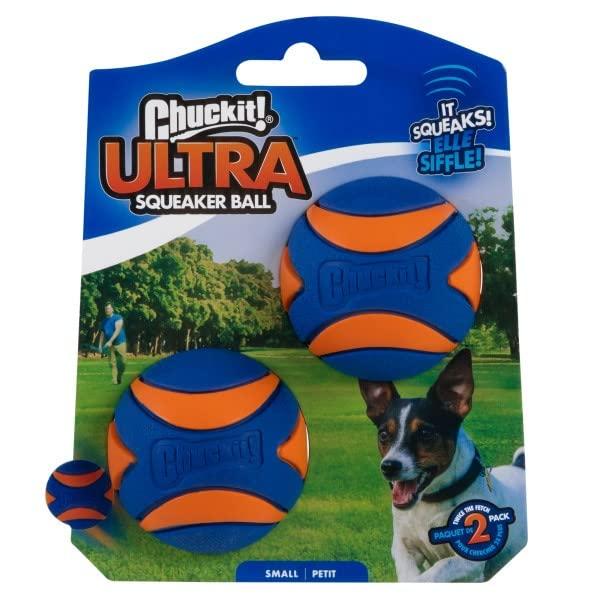 Chuckit Ultra Squeaker Ball Dog Toy, Small (2 Inch) 2 Pack for Small Breeds