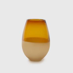 Banded Barrel Vase - Amber/Latte