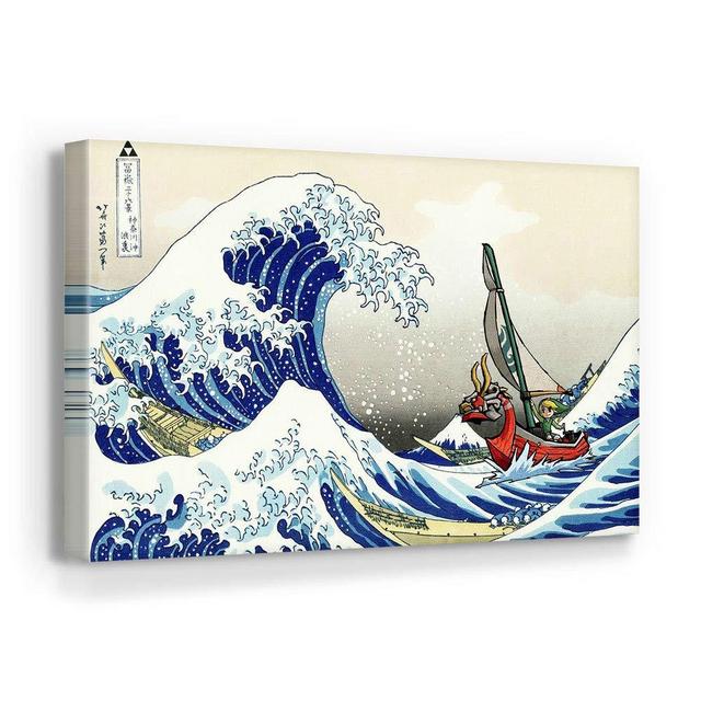 The Legend of Zelda Great Wave off Kanagawa Canvas Wall Art Framed Print Home Decor Hand Made - Various Sizes (12in x 8in Gallery Wrapped)
