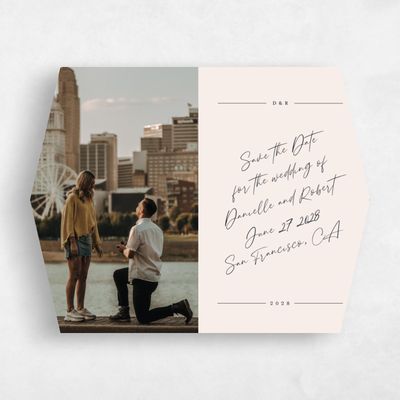 Beige Diamond Wedding Save the Date - Atlas Landscape