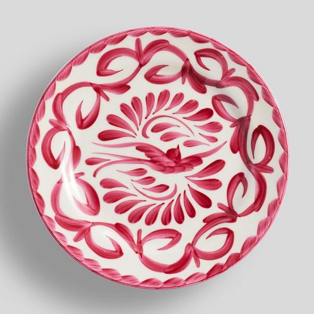 Puebla Porcelain Salad Plates, Set of 4 - Pink/White