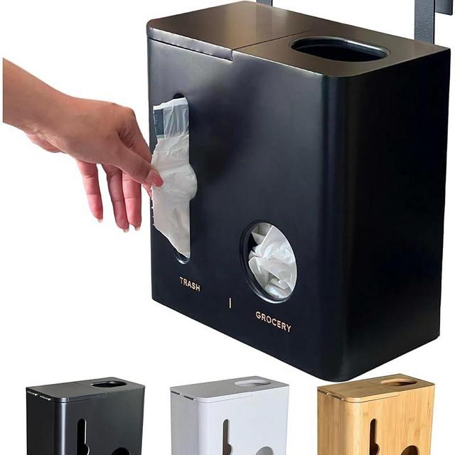 Ayos Grocery Bag Holder & Trash Bag Dispenser - The Original 2 in 1 Plastic Bag Organizer (Black)