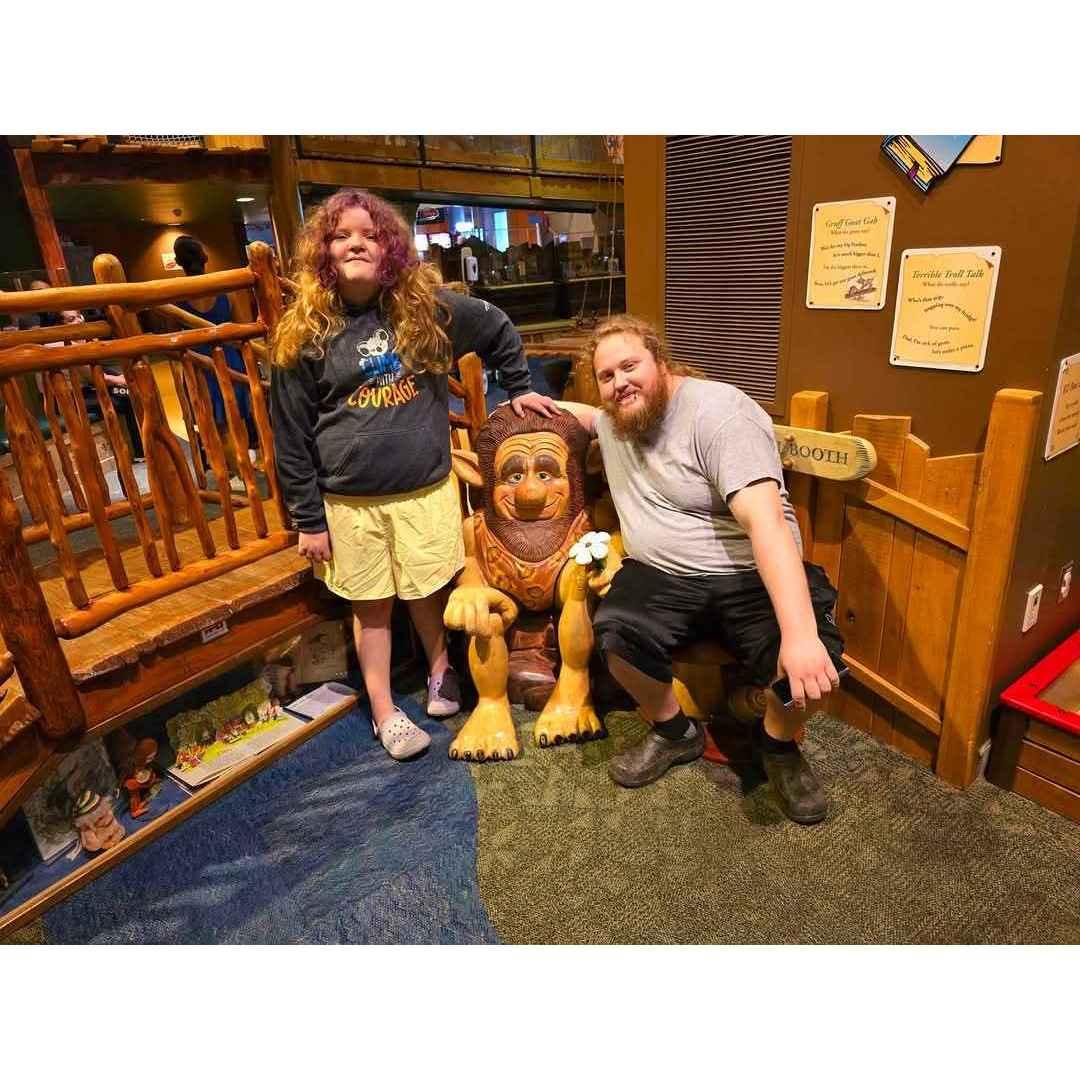 Autumn and Josh hanging with the trolls.