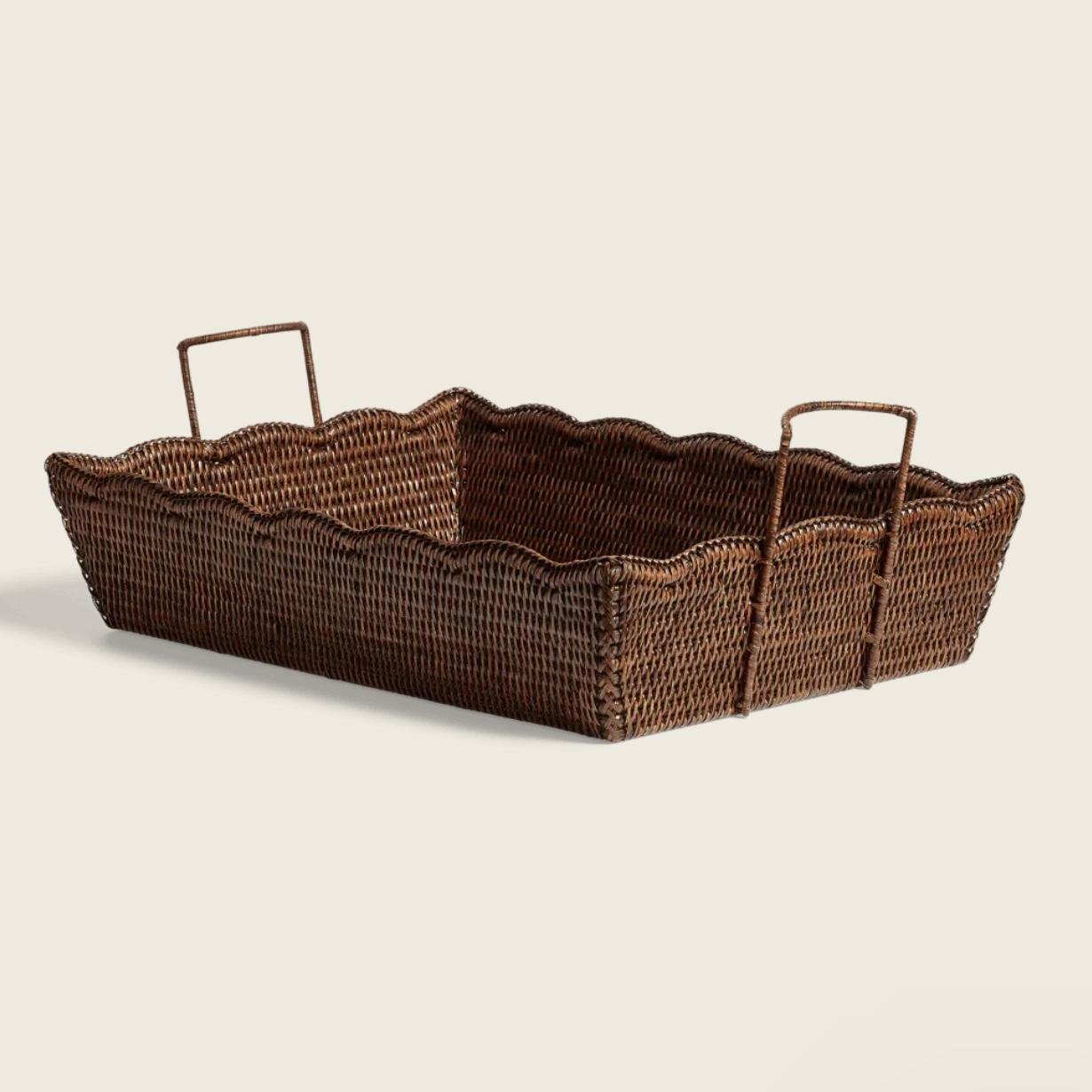 Talasa Rectangular Rattan Basket - Antique Brown | OKA