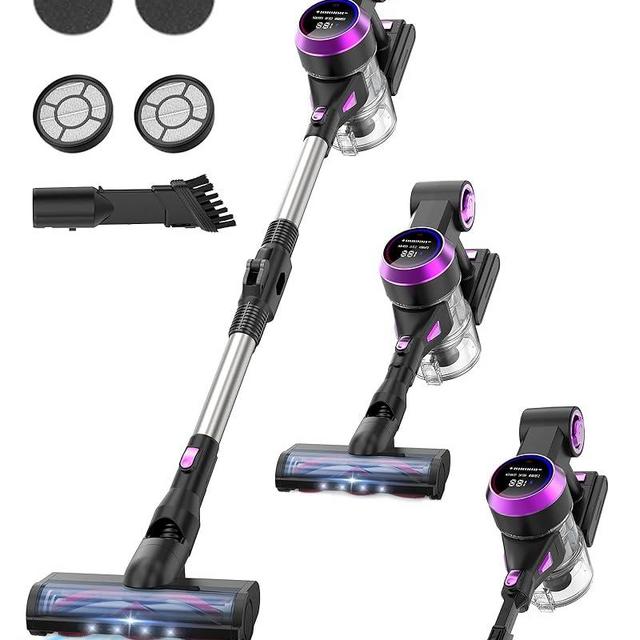 HawKam Cordless Vacuum Cleaner, 30Kpa 280W Powerful Suction Vacuum with LED Display, Brushless Motor, 55Min Runtime, 1L Dust Cup & 60dB Ultra-Quiet Lightweight Stick Vacuum for Home (Telescopic Tube)