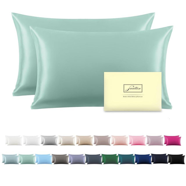 Silk Pillowcase for Hair and Skin,Soft,Breathable and Sliky Queen Silk Pillow Case Set of 2,Both Sides Natural Mulberry Silk Pillowcases with Hidden Zipper(Queen Size 20"X 30",2pcs)