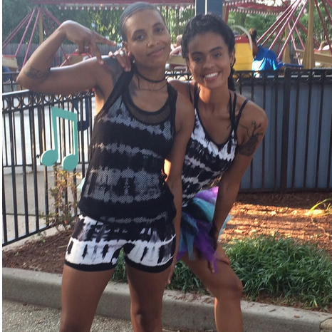 Six Flags day in 2013 (yes, we're wearing matching stretch unitards)