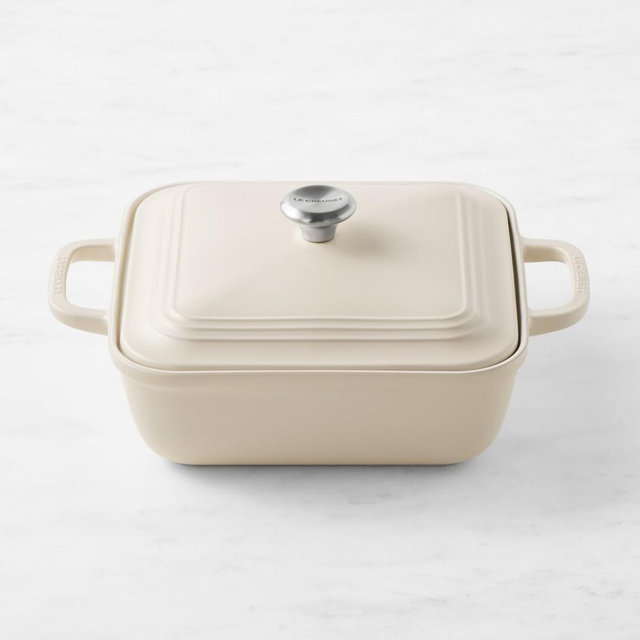 Le Creuset San Francisco Stoneware Square Covered Baker, 3-Qt., Brioche