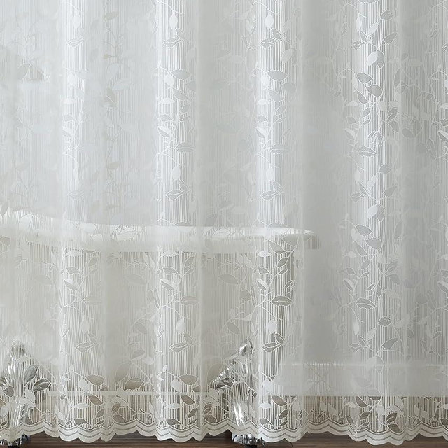 Warm Home Designs Ivory Lace Shower Curtain with Rustic Leaf Pattern. 72 x 72 Inch Modern Farmhouse Curtain Creates Beautiful and Elegant Shower Decor. GR Ivory 72"