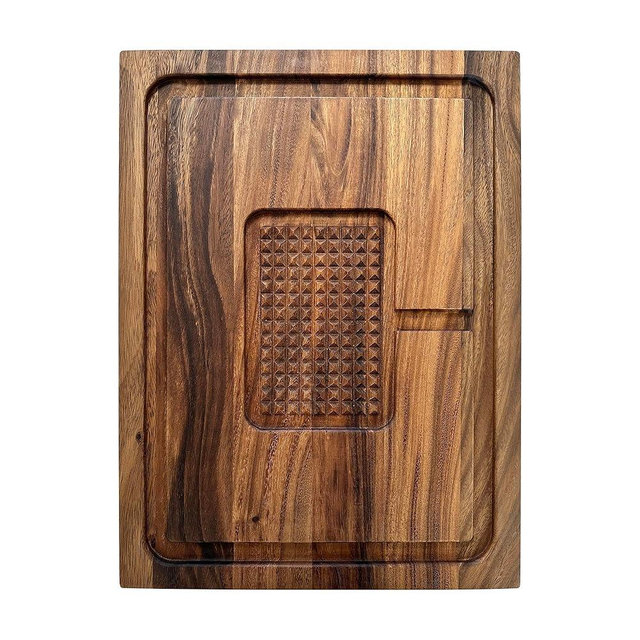 Ironwood Gourmet Hudson Carving Board, 15" x 20" Acacia Wood Cutting Board with Grip Pad and Juice Well