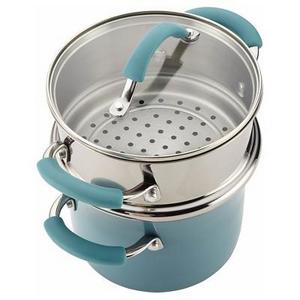 Rachael Ray 3 Quart Covered Multi-Pot Set with Steamer - Agave Blue