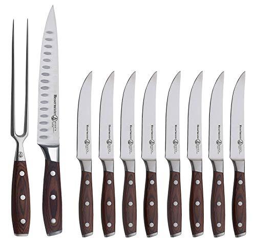 Messermeister Avanta Knife Bundle with (2 pc.) Carving Set and (8 pc.) Steak Knife Pakkawood Gift Set German Steel