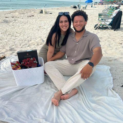 V-DAY on the beach, stranger said that we looked nice and offered to take our picture