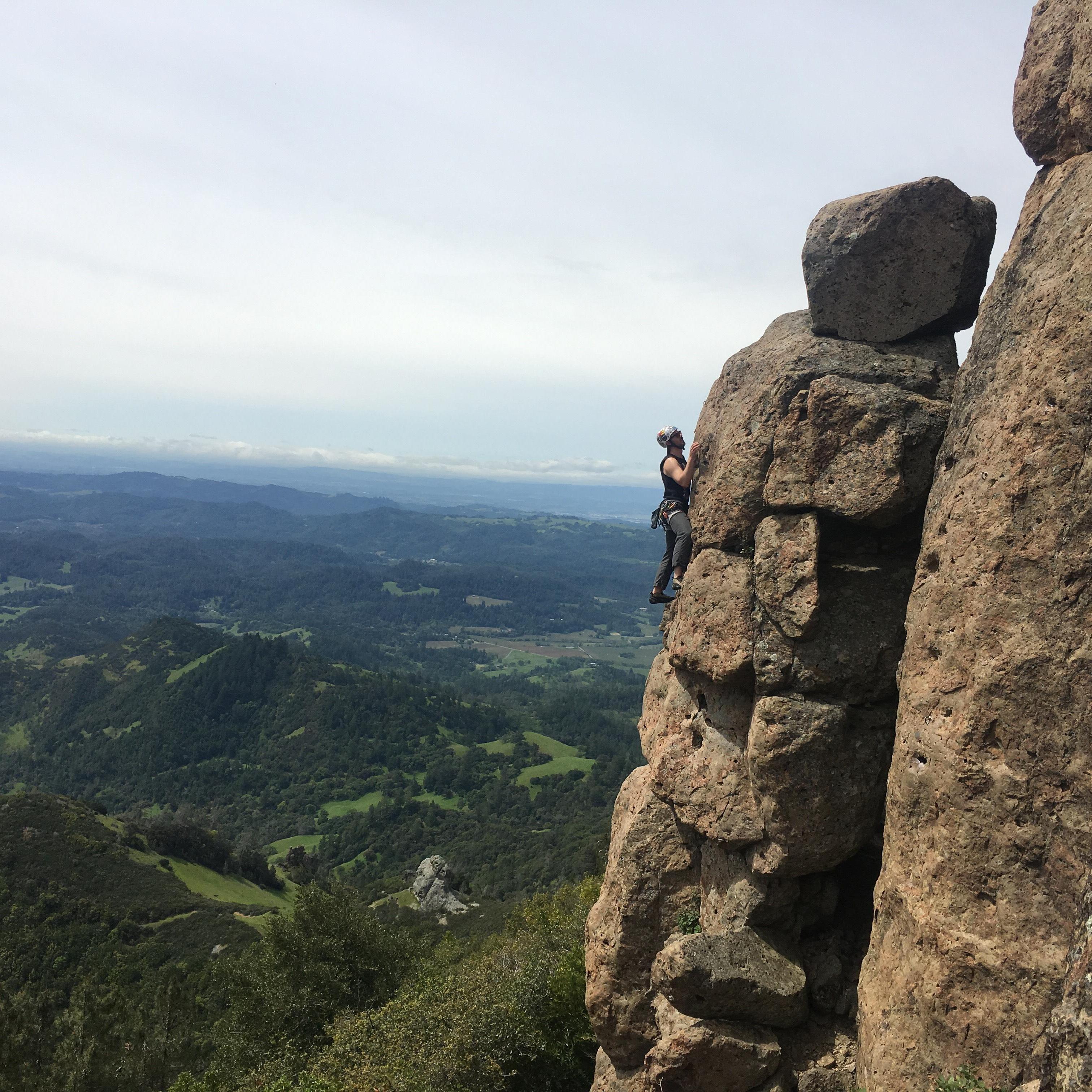 Tom climbing in one of our favorite (favourite) climbing spots in Napa County