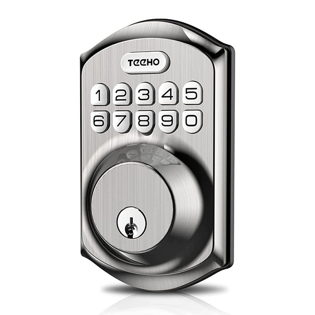 Keyless Entry Door Lock - TEEHO Electronic Keypad Deadbolt with Keypads - Keyed Entry - Anti-Peeping Password - Easy Installation - Satin Nickel