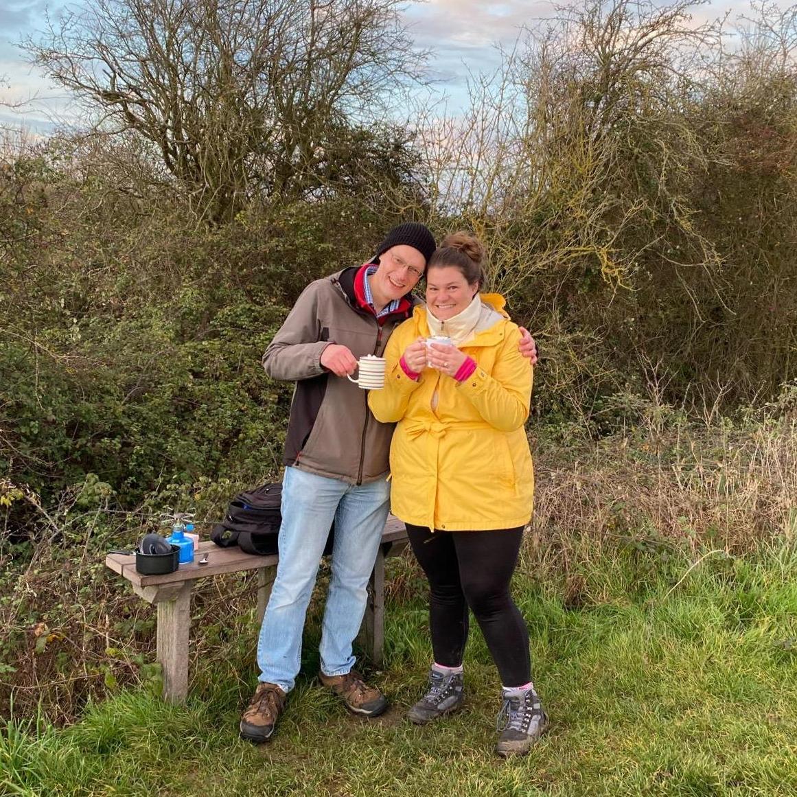 Christian proposed to Elyse on December 20, 2020. They went on a walk and Christian made some hot chocolate. The mug he gave Elyse said “Will you Marry Me” in Morse code!