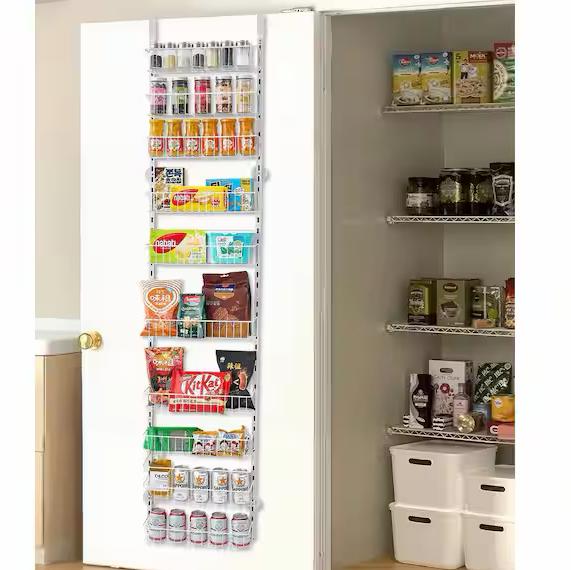 SKYSHALO 10-Tier Over the Door Pantry Organizer, Heavy-Duty Steel Hanging Spice Rack, Adjustable Shelves for Kitchen, White MGCCJ10CBS0009SB7V0-250825