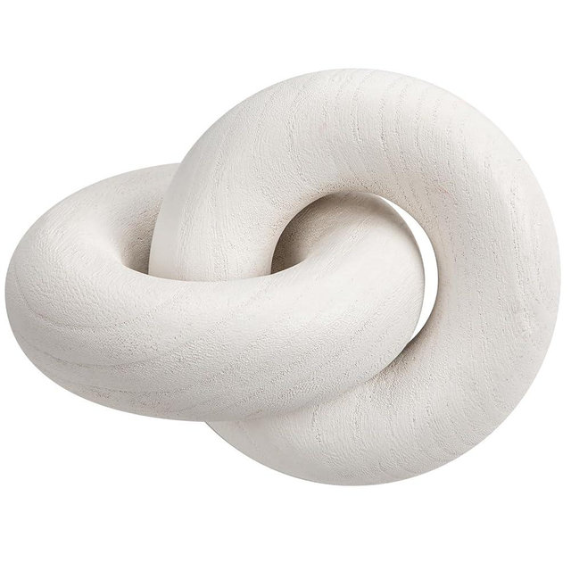 Arborus Table Decor Handcrafted Wooden Knot Sculpture Decor – Modern Nordic Style Decorative Accent for Home, Office, Shelf, and Console Table – Pure White Finish, 7"x4.7"