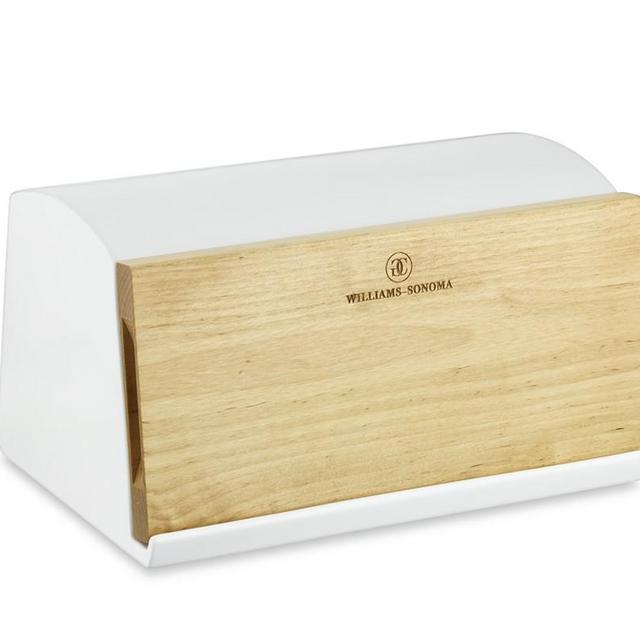 Williams Sonoma Ceramic & Wood Bread Box