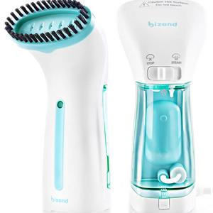 BIZOND - Steamer for Clothes Mini, Garments, Fabric, and Draperies - Compact, Portable, Handheld for Travel and Home - No Spitting, Works at All Angles - Best Professional Iron Alternative, 6.5ft Cord (White)