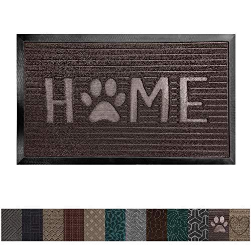 Gorilla Grip Original Durable Rubber Door Mat, 29x17, Heavy Duty Doormat, Indoor Outdoor, Waterproof, Easy Clean, Low-Profile Mats for Entry, Garage, Patio, High Traffic Areas, Dark Brown Home Paw