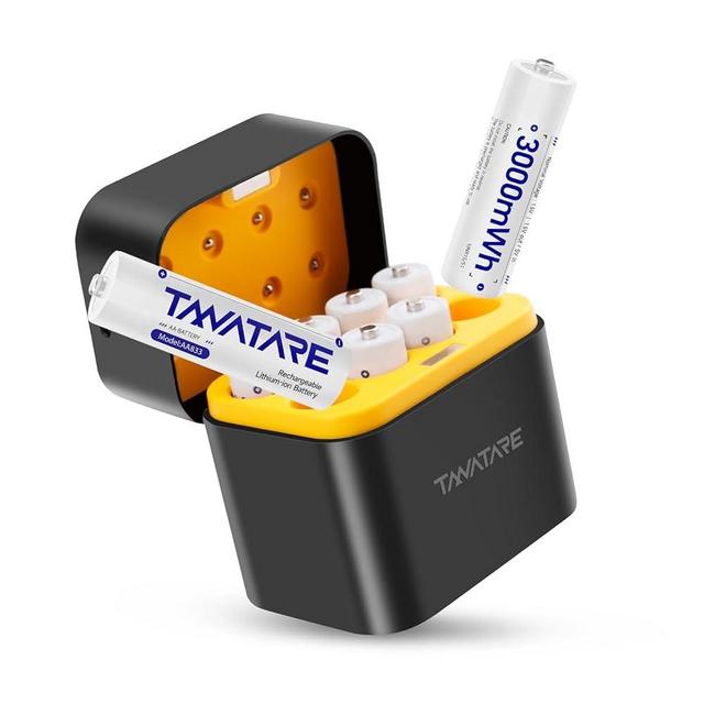 Tanatare 8 Pack Rechargeable Lithium ion AA Batteries with 2.5H Fast Charger, 3000mWh 1.5V Constant Output Double A Rechargeable Battery Recharge up to 2000x Times, Low Self Discharge