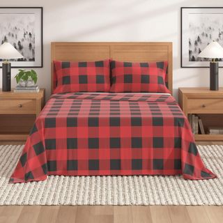 Belle Buffalo Check 4-Piece Flannel Sheet Set