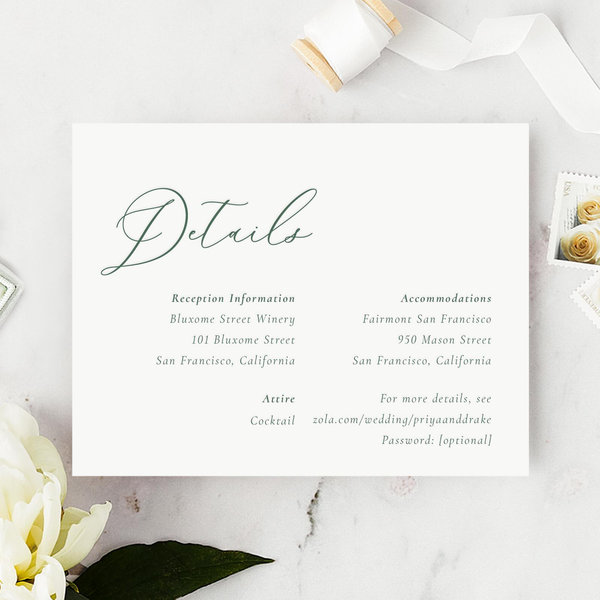 Zola Wedding Enclosure Cards - Merlo Letterpress
