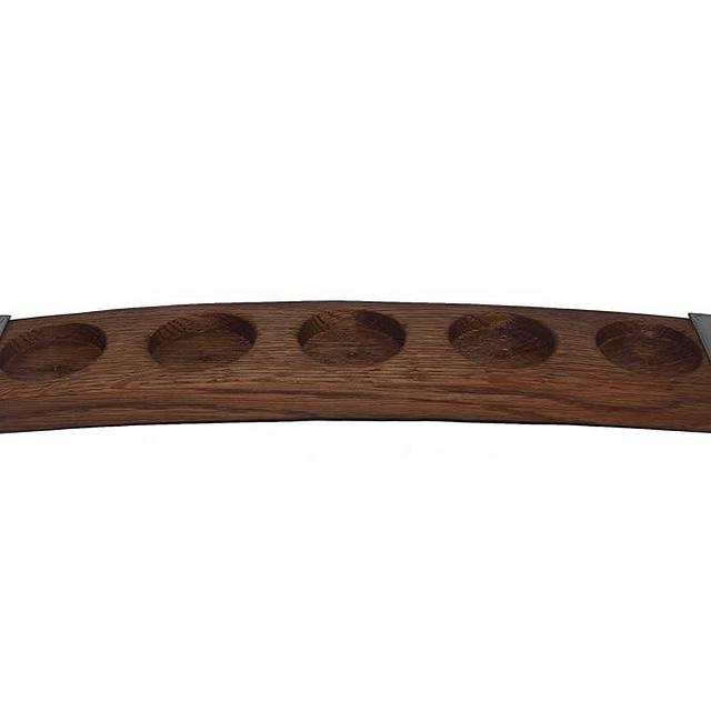 Personalized Laser Engraved Glencairn Glass Whiskey Flight Tasting Board Holder 3, 4 or 5 Made from a Kentucky Bourbon barrel stave (Glasses Not Included) (5 Glass, English Chestnut)