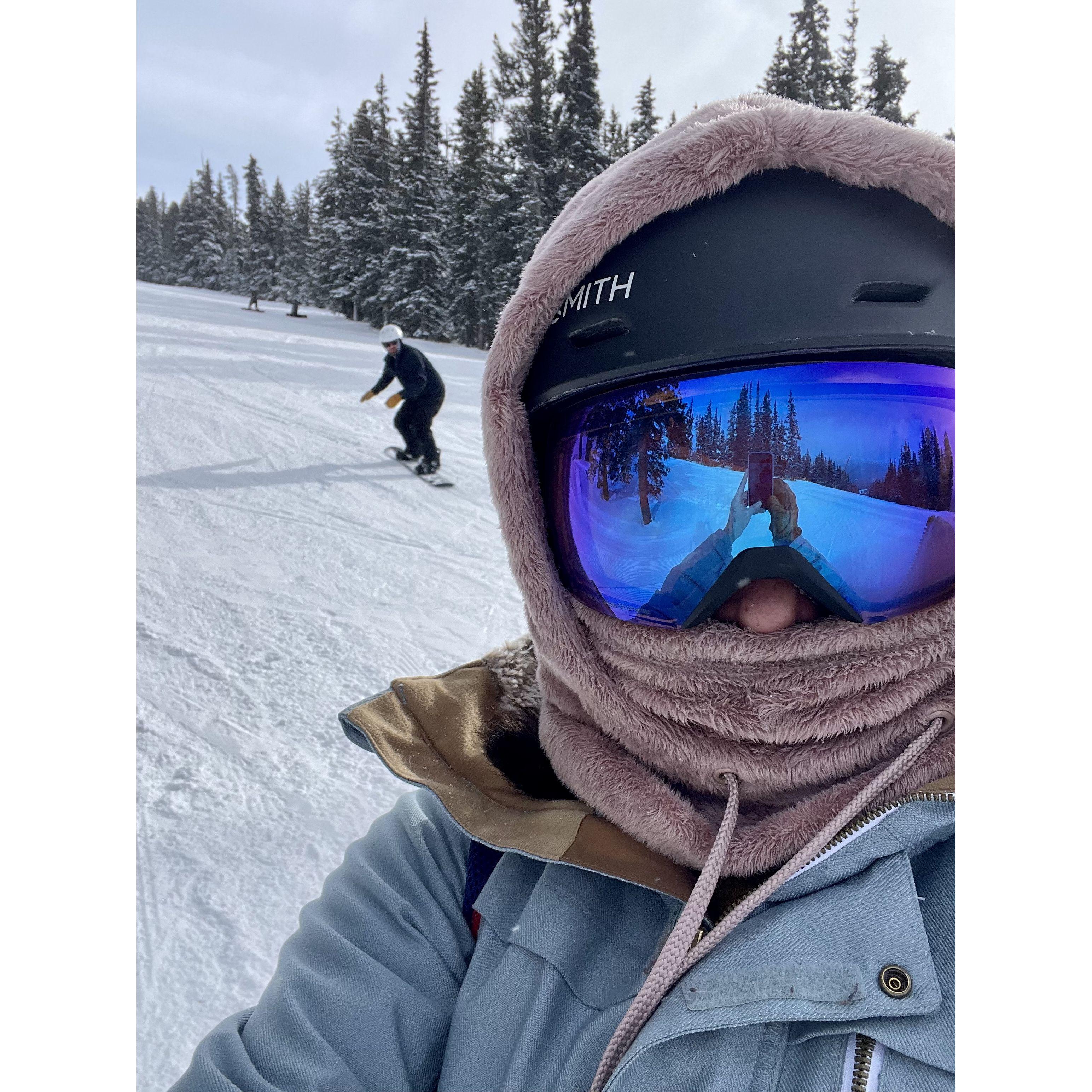 Jeff's first trip down the hill!