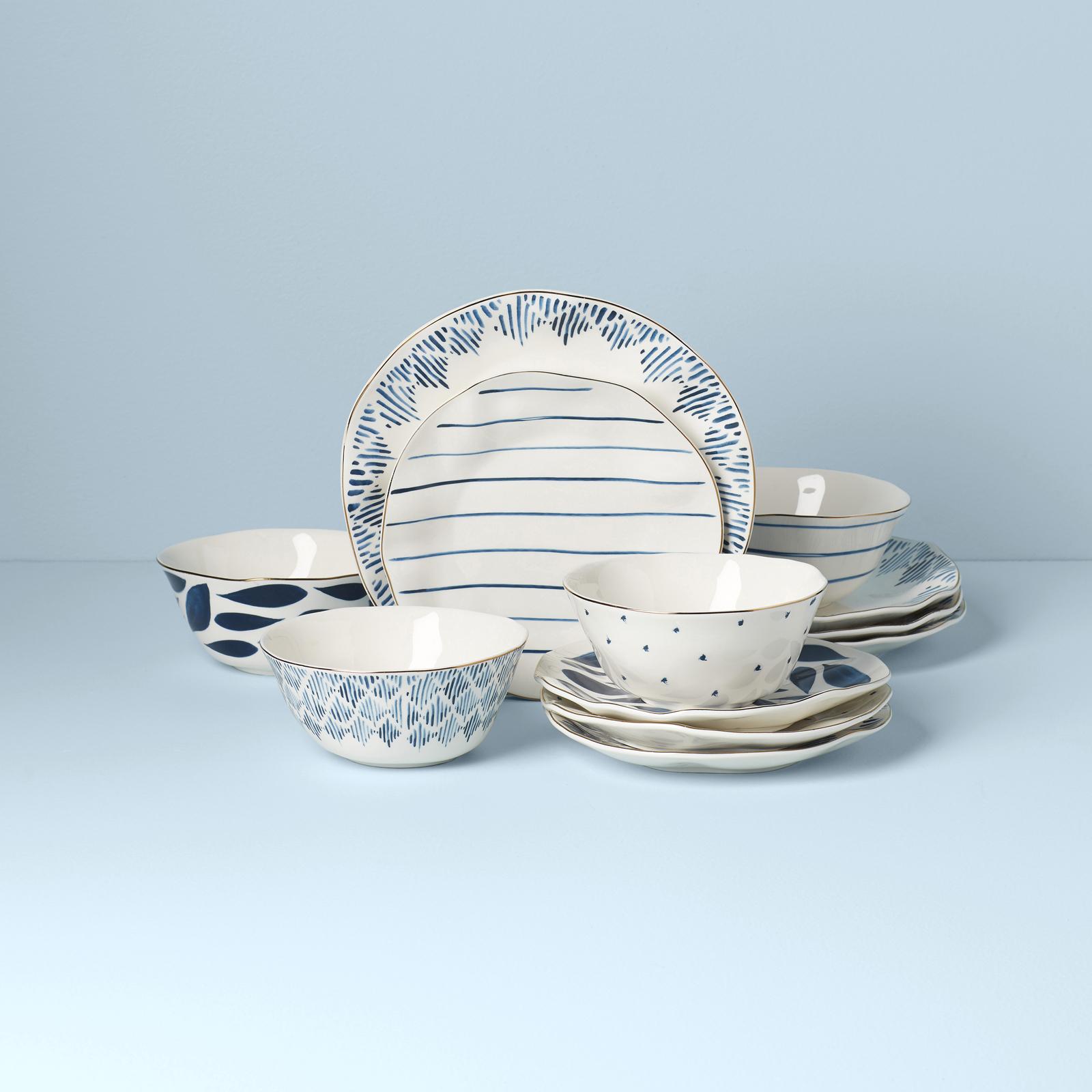 Lenox 894223 Oyster Bay 12-Piece Dinnerware Set : : Home