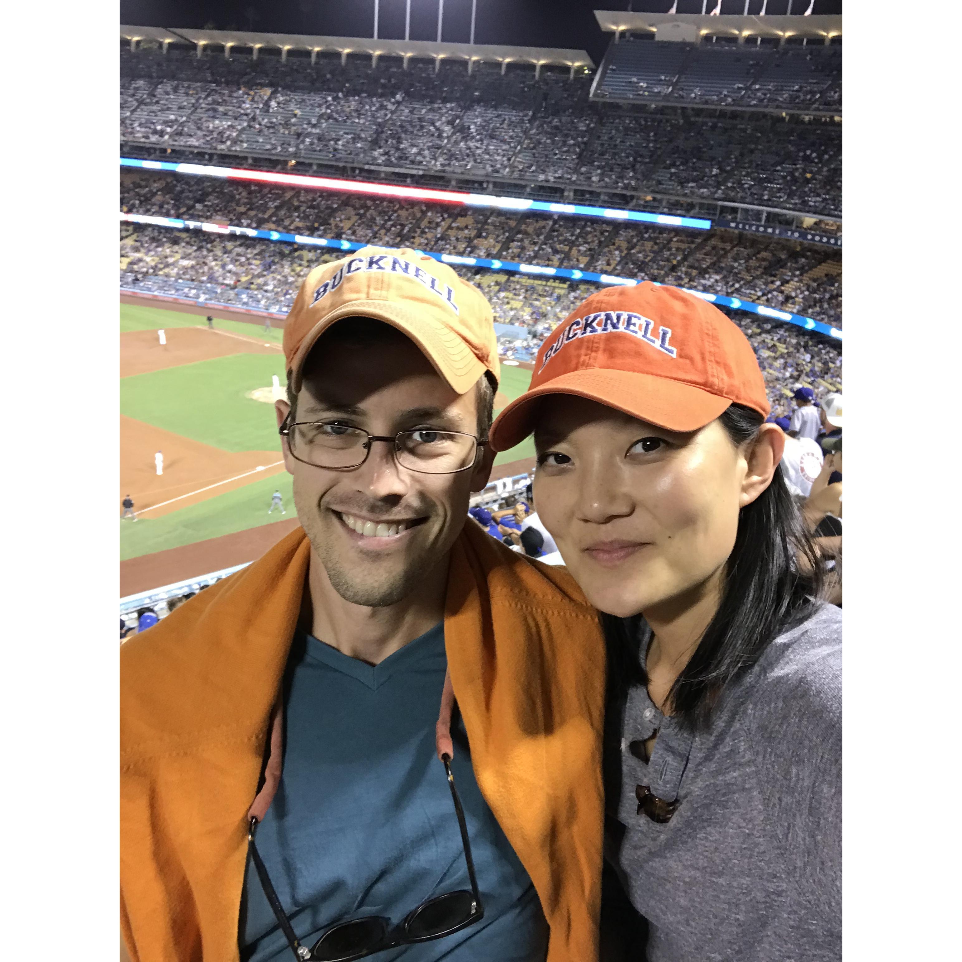 Bleeding Bucknell orange at a Dodgers game.