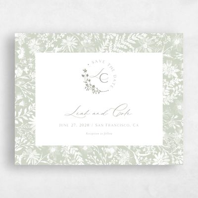 Green Simple Wedding Save the Date - Wildbloom Landscape