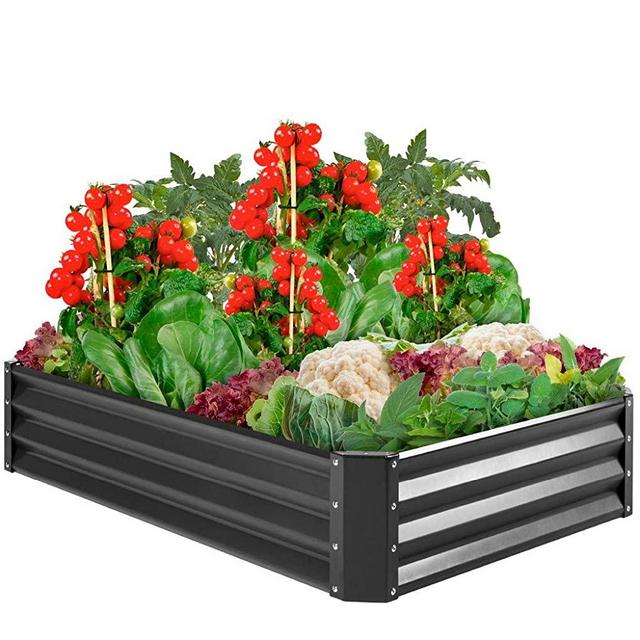 Best Choice Products 6x3x1ft Outdoor Metal Raised Garden Bed Box Vegetable Planter for Vegetables, Flowers, Herbs, and Succulents