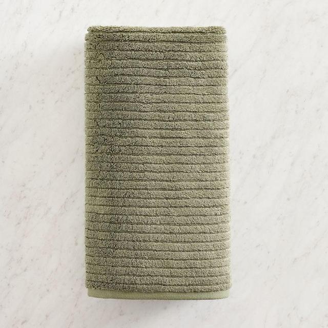 Classic Ribbed Organic Towel, Loden, Bath Towel