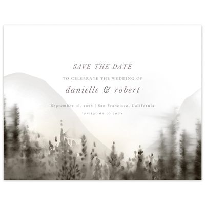 Dark Taupe, Grey Wedding Digital Save the Date - Grove Landscape