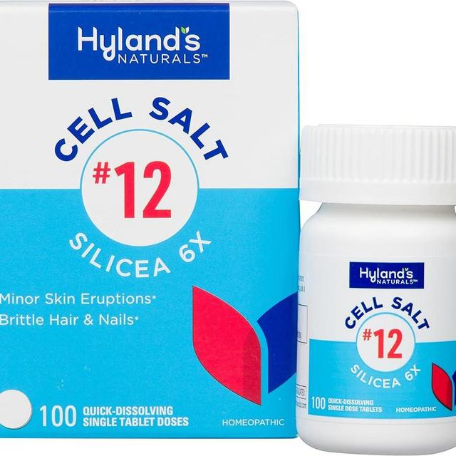Hyland's Naturals No. 12 Cell Salt Silicea 6X Tablets, Acne & Blackhead Treatment, Hair & Nail Growth Supplement & Strengthener, Skin Irritations, Quick Dissolving Tablets, 100 Count