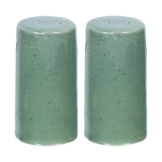 Salt and Pepper Shakers set Farmhouse Kitchen Decor Ceramic Salt Shaker - Wedding Registry Ideas Gifts Salt and Pepper Set Holder Table Décor,Modern Table Ceramic Shakers (Olive Green Matt)- Set Of 2