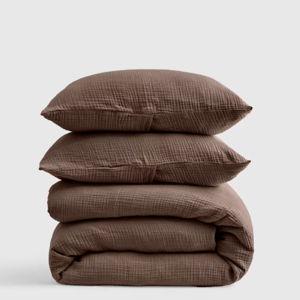 Organic Airy Gauze Duvet Cover Set | Quince in Chocolate