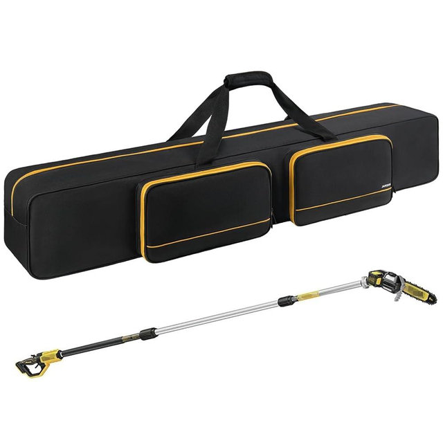 Pole Saw Bag Compatible with Dewalt/Worx/Greenworks/EGO Power+/Black+Decker Electric Telescoping Chainsaw, Cordless Power Saw Storage Case for Extension Tree Trimmer Attachment, Black&Yellow