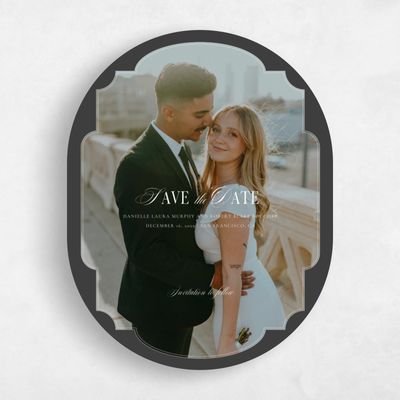 Black Oval Wedding Save the Date - Marisol Photo